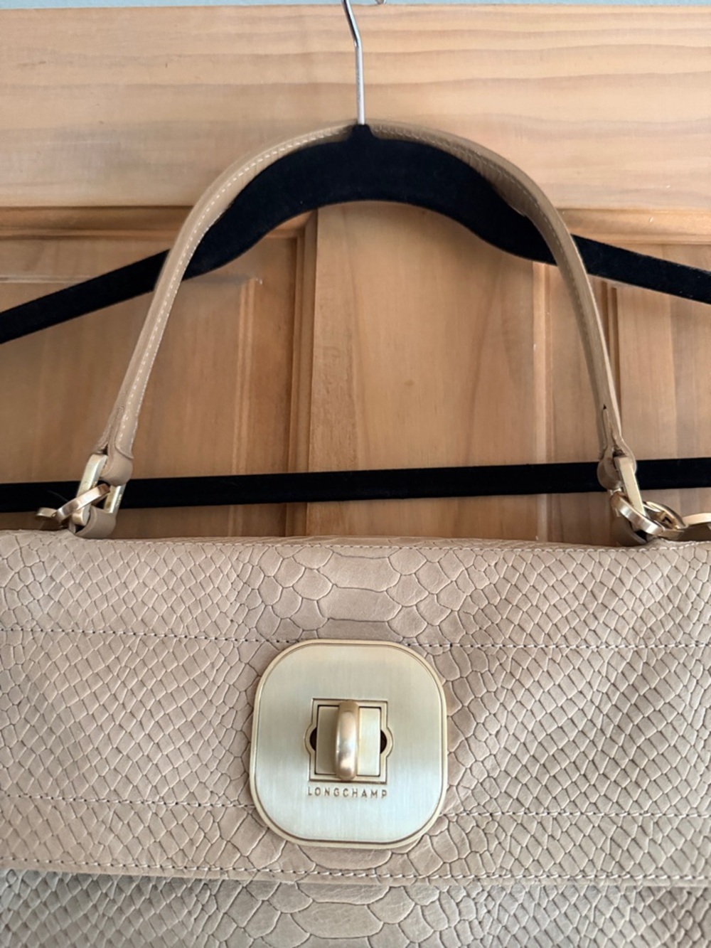 Longchamp Gatsby python embossed leather shoulder tote bag. - Picture 4 of 16